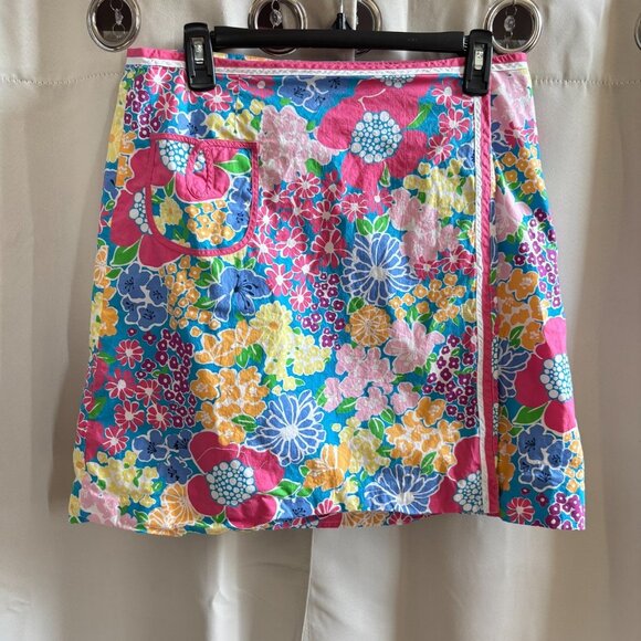 Lily Pulitzer Wrap Skirt Size 6 Colorful Floral Dopamine Beachy Nautical 19028 - Picture 1 of 8